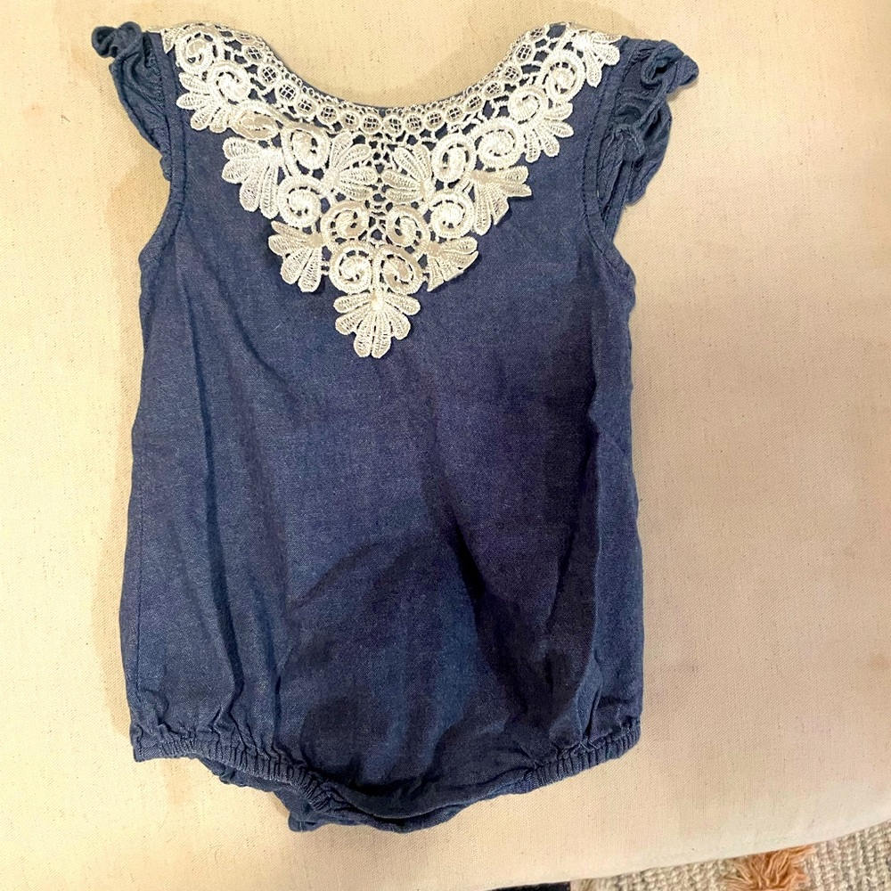 Denim onesie with Lace 18 months